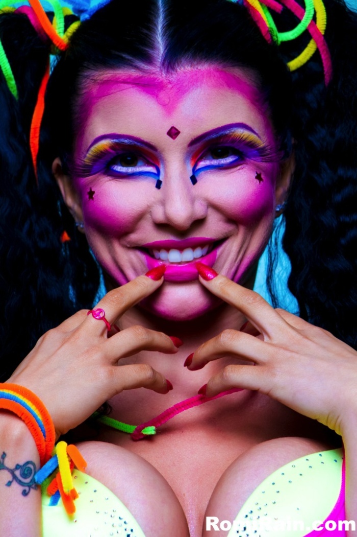 Busty Romi Rain Colorful Party Outfit - picture 15